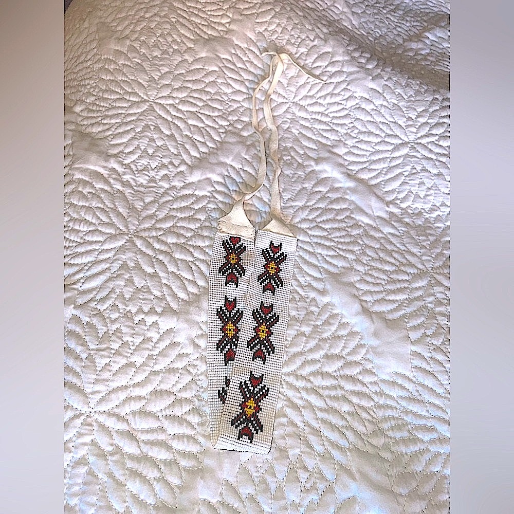 Beautiful handmade beaded choker necklace with suede strings